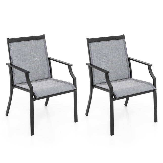 Outdoor-Stuhl-Set, atmungsaktiver Stoff, Metallrahmen, Grau
