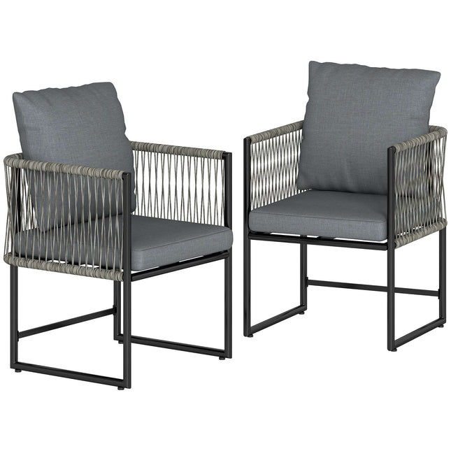 Gartenstuhl-Set, Stahlrahmen, PE-Rattan, gepolstert