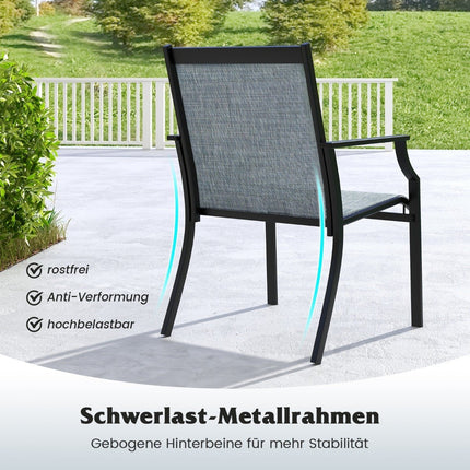 Gartenstuhl-Set (2 Stück), atmungsaktiver Stoff, Metallgestell, Blau