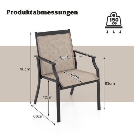 Ensemble de 2 chaises d'extérieur, tissu respirant, structure en métal