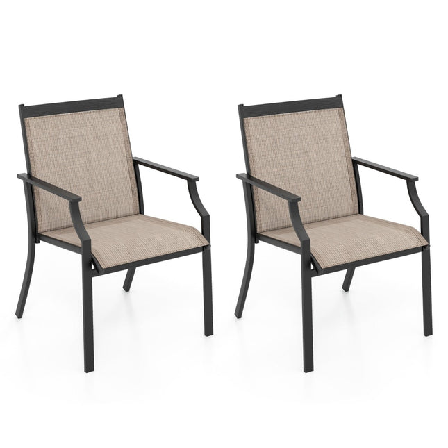 Gartenstuhl-Set (2-teilig), atmungsaktiver Stoff, Metallrahmen