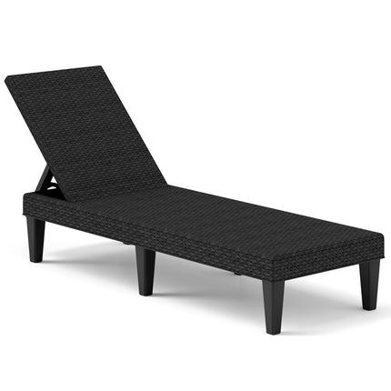 Chaise longue d'extérieur, inclinable en 3 positions, noire