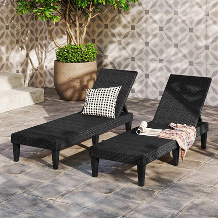 Chaise longue d'extérieur, inclinable en 3 positions, noire