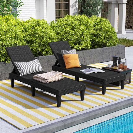 Chaise longue d'extérieur, inclinable en 3 positions, noire