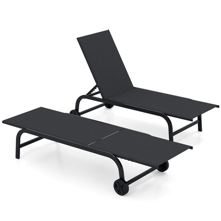 Chaises longues d'extérieur, lot de 2, dossier réglable