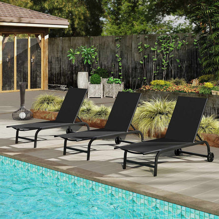 Chaises longues d'extérieur, lot de 2, dossier réglable
