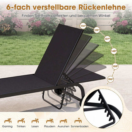 Chaises longues d'extérieur, lot de 2, dossier réglable