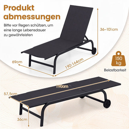 Chaises longues d'extérieur, lot de 2, dossier réglable