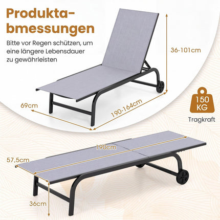 Outdoor-Liegestühle, 2er-Set, verstellbare Rückenlehne
