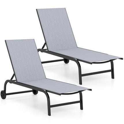 Outdoor-Liegestühle, 2er-Set, verstellbare Rückenlehne