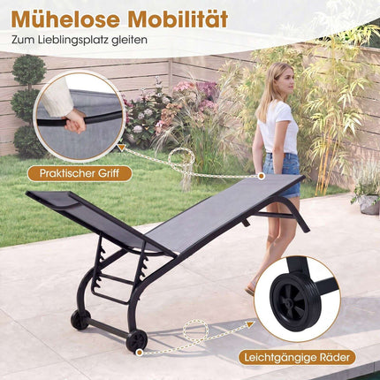 Outdoor-Liegestühle, 2er-Set, verstellbare Rückenlehne