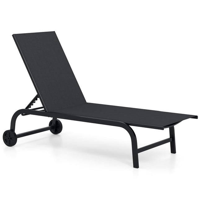 Gartenliege mit Rollen, 6-fach verstellbar