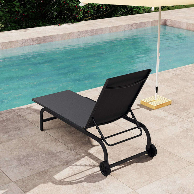 Gartenliege mit Rollen, 6-fach verstellbar