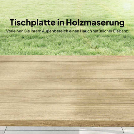 Table basse d'extérieur, plateau aspect bois, 100 x 55 cm, résistante aux intempéries