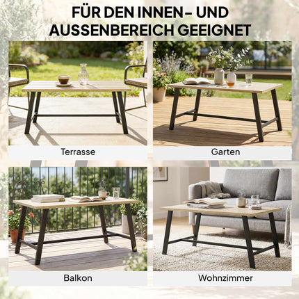 Table basse d'extérieur, plateau aspect bois, 100 x 55 cm, résistante aux intempéries