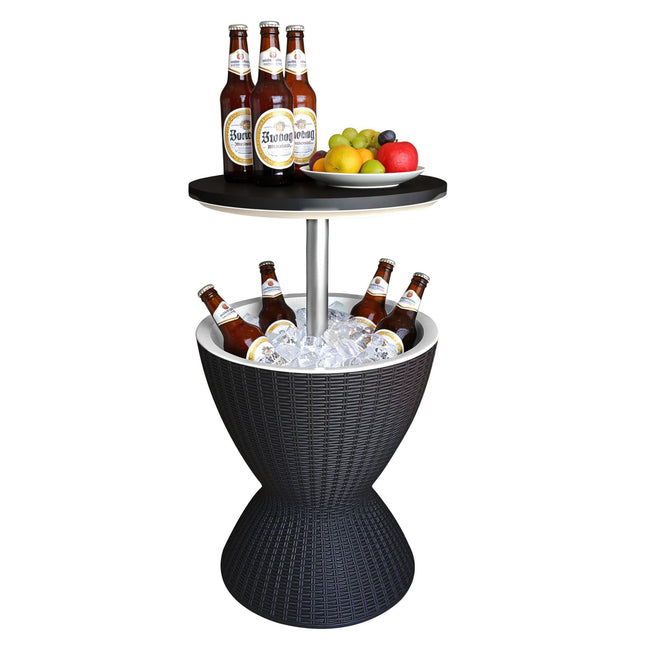 Outdoor-Kühltisch, 30L Rattan, Verstellbare Platte