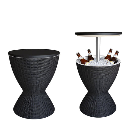 Table d'appoint isotherme d'extérieur, 30 L, rotin, plateau réglable