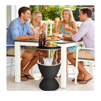 Table d'appoint isotherme d'extérieur, 30 L, rotin, plateau réglable
