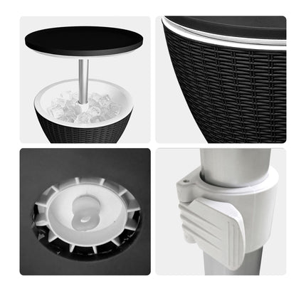 Table d'appoint isotherme d'extérieur, 30 L, rotin, plateau réglable