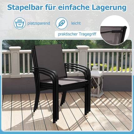 Outdoor Dining Chair Set – Stackable, Breathable Fabric, Gray