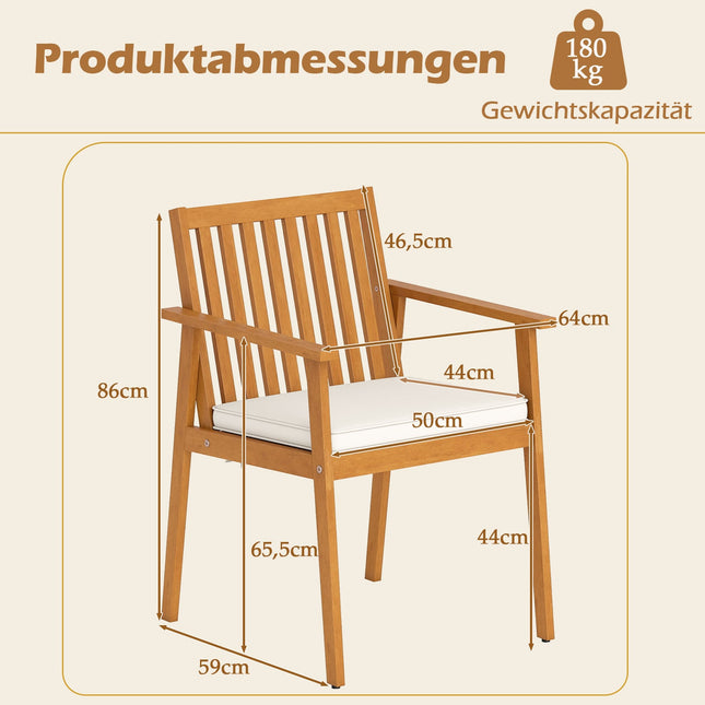 Gartensessel-Set, Akazienholz, abnehmbare Kissen