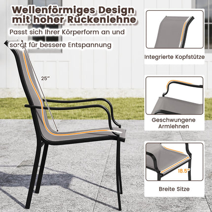 Ensemble de chaises de jardin, dossier haut, capacité 150 kg, grises