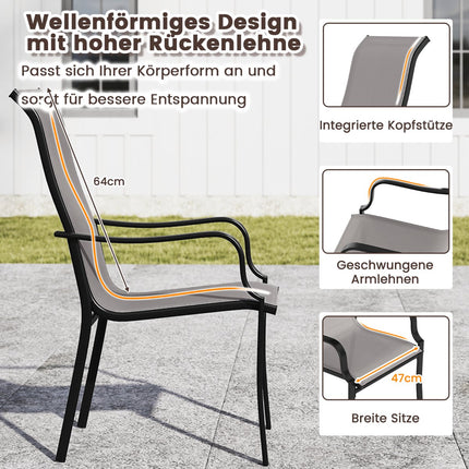 Ensemble de chaises de jardin, dossier haut, capacité 150 kg, grises
