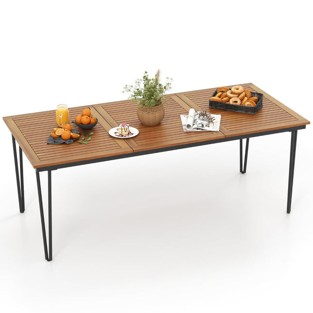 Table de jardin en bois d'acacia, 8 places, avec trou pour parasol