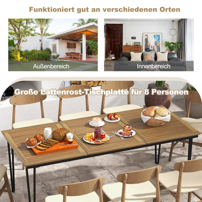 Table de jardin en bois d'acacia, 8 places, avec trou pour parasol