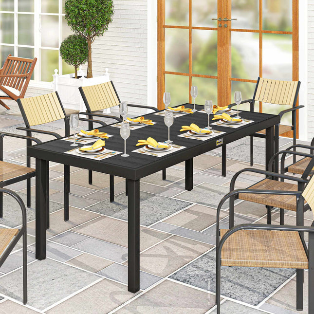 Gartentisch, Schwarz, 190 x 90 x 74 cm, für 8 Personen