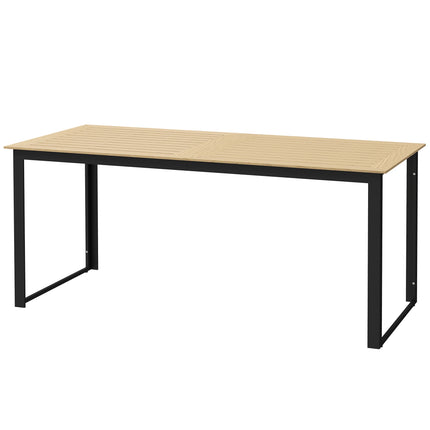Table de jardin résistante aux intempéries, 6 couverts, finition teck