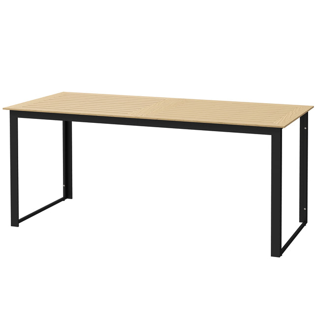 Table de jardin résistante aux intempéries, 6 couverts, finition teck