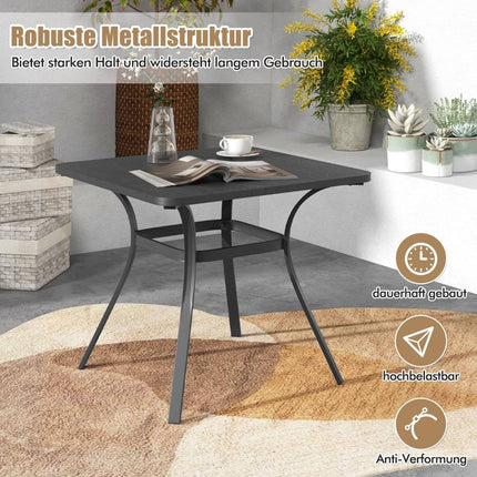 Table à manger d'extérieur pour 4 personnes, plateau aspect bois, 80 x 80 cm