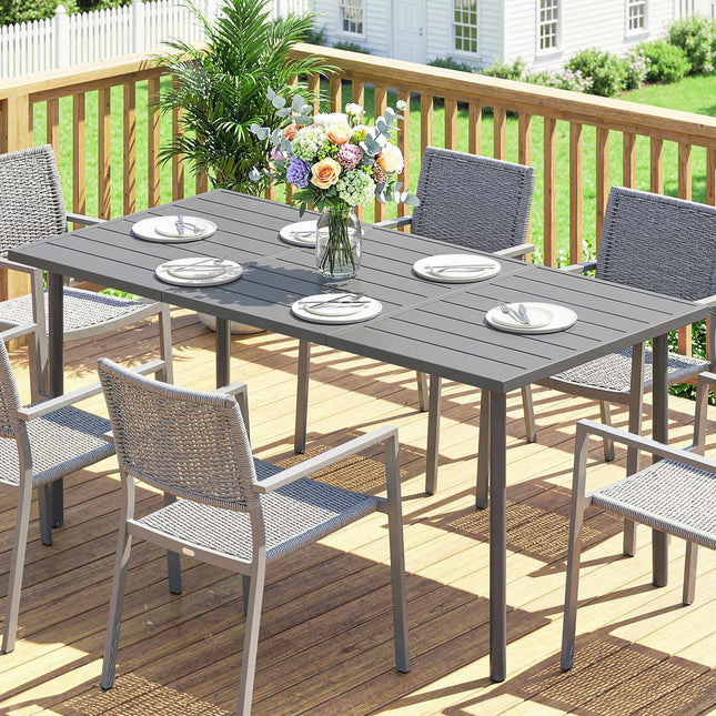 Gartentisch für 6 Personen, 165 x 80 cm, Stahlgestell