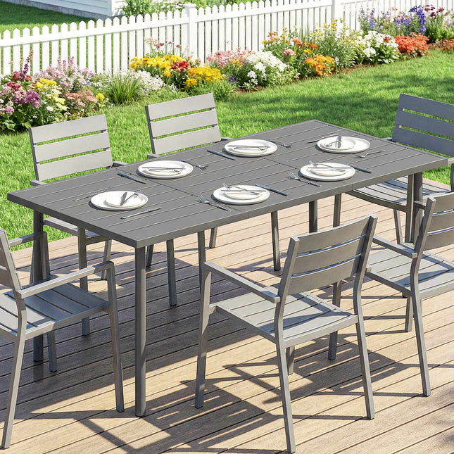 Gartentisch für 6 Personen, 165 x 80 cm, Stahlgestell