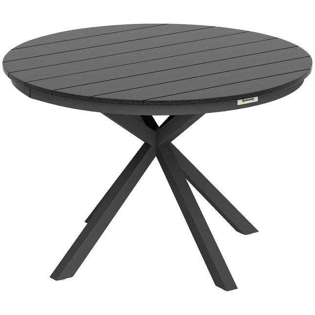 Gartentisch für 6 Personen, Aluminiumrahmen, Schwarz