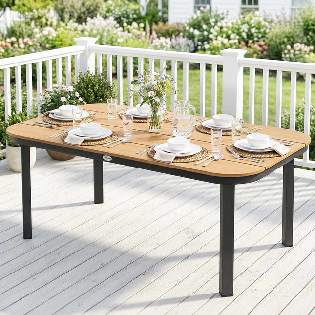 Gartentisch für 6 Personen, WPC-Platte, Metallgestell, 155x88 cm