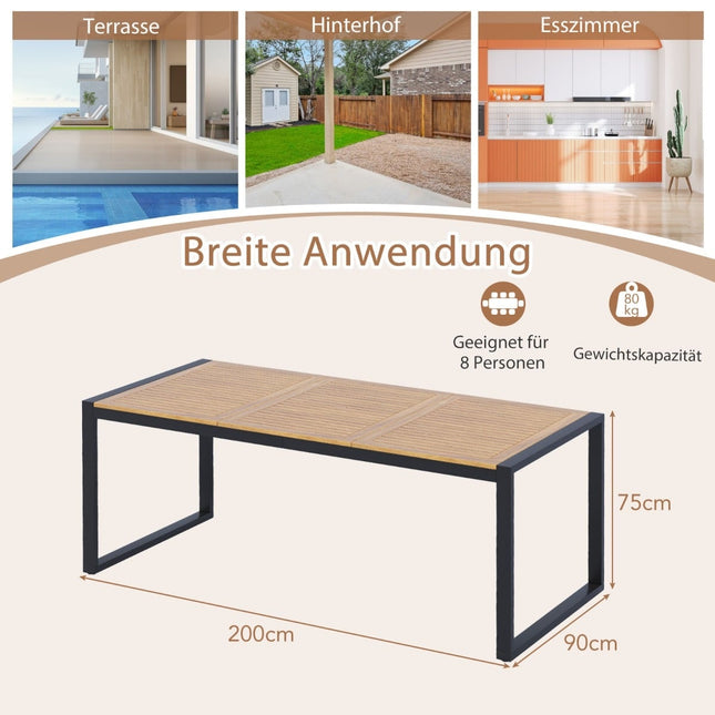 Outdoor-Esstisch für 8 Personen, Akazienholz, Schirmloch