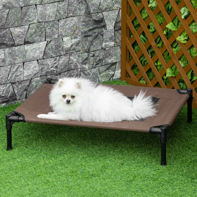 Lit D'Extérieur Pour Chien Chaise Longue Robuste 600D Oxford Marron 76 X 61 X 18 Cm Chiens Et Chats