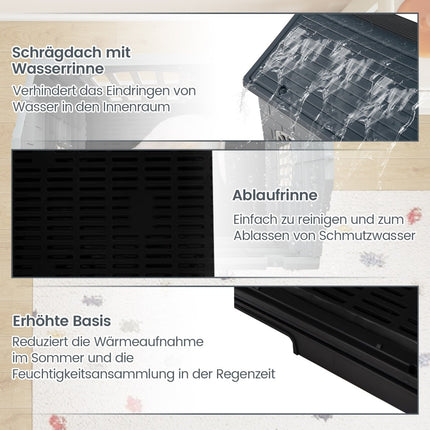 Hundehütte für draußen mit Tür, 3 Fenstern, abnehmbarem Boden