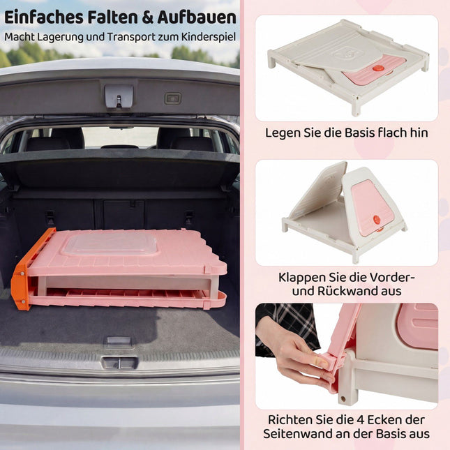 Niche d'extérieur pour chien avec fenêtres d'aération, pliable, rose