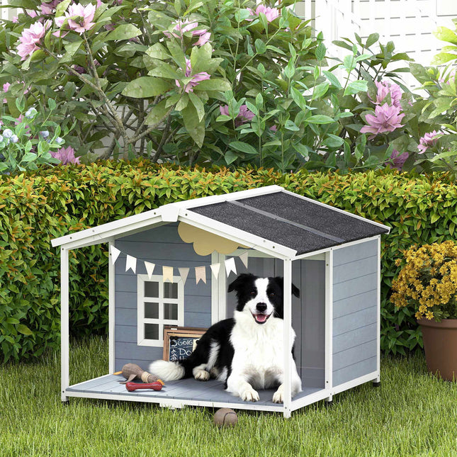 Niche extérieure pour chien avec véranda, résistante aux intempéries, facile à nettoyer
