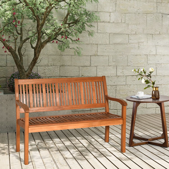 Banc de jardin extérieur en bois d'eucalyptus, 2 places