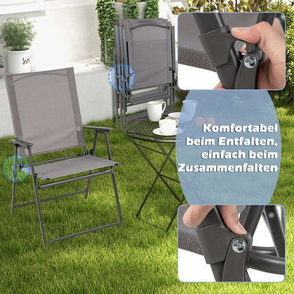Gartenklappstuhl-Set, hohe Rückenlehne, atmungsaktiver Stoff