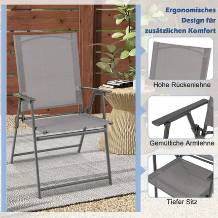 Gartenklappstuhl-Set, hohe Rückenlehne, atmungsaktiver Stoff