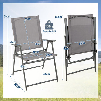 Gartenklappstuhl-Set, hohe Rückenlehne, atmungsaktiver Stoff