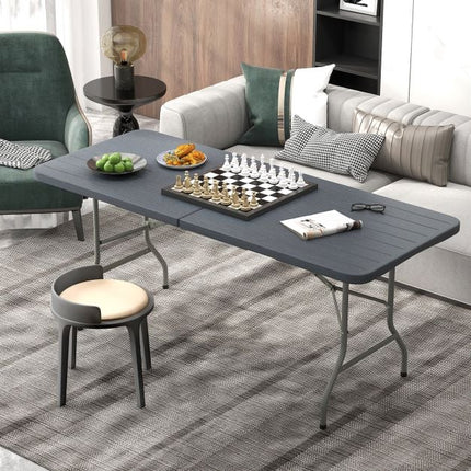 Table pliante d'extérieur 180 x 74 cm, plateau en PEHD, pieds en métal