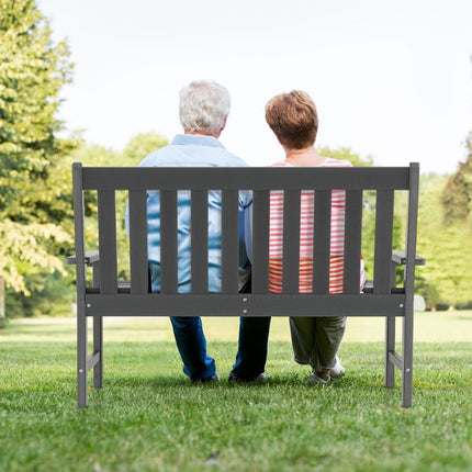 Banc de jardin extérieur, PEHD, 132 cm, résistant aux intempéries, gris