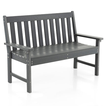 Banc de jardin extérieur, PEHD, 132 cm, résistant aux intempéries, gris