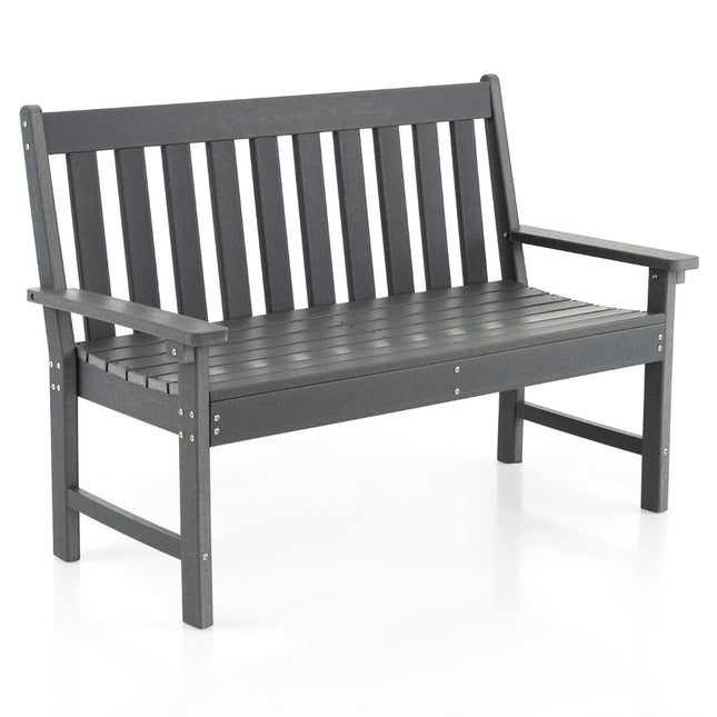 Banc de jardin extérieur, PEHD, 132 cm, résistant aux intempéries, gris